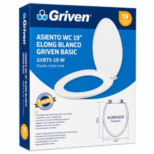 ASIENTO WC 19" ELONG BLANCO GRIVEN BASIC GVBTS-19-W