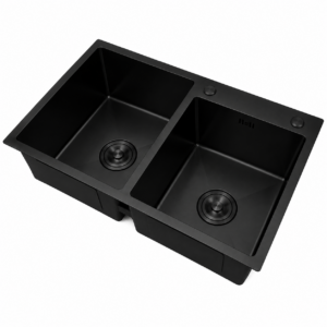 FREGADERO 2TINA B/TOPE 80X45X 40CM NEGRO GRIVENELITE GRV8045