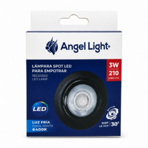 LAMPARA SPOT LED 3W 64K MOV NEGRO ANGEL LIGHT AL-DZ101R-3W